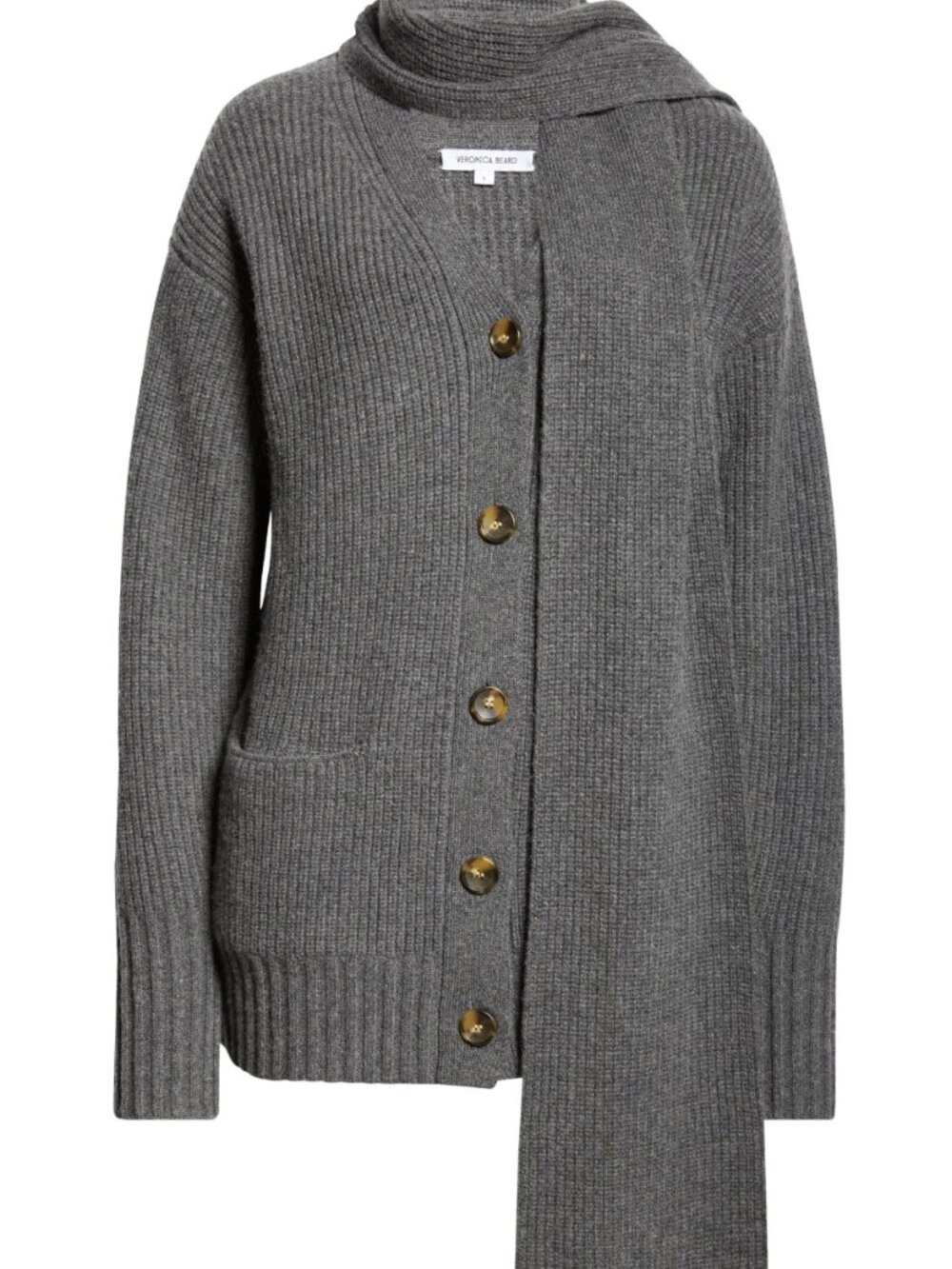 Veronica Beard Annalise Wool and Cashmere Cardigan Sweater Gray - Medium